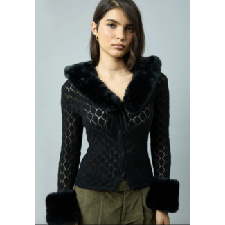 House of Sunny Classic Peggy Fur Cardigan Midnight