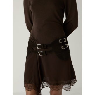 Laagam Avery Suede Belt Chocolate