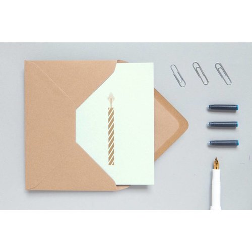 Ola Ola Foil Blocked Cards: Candle Mint/Brass Ola Ola Foil Blocked Cards: Candle Mint/Brass