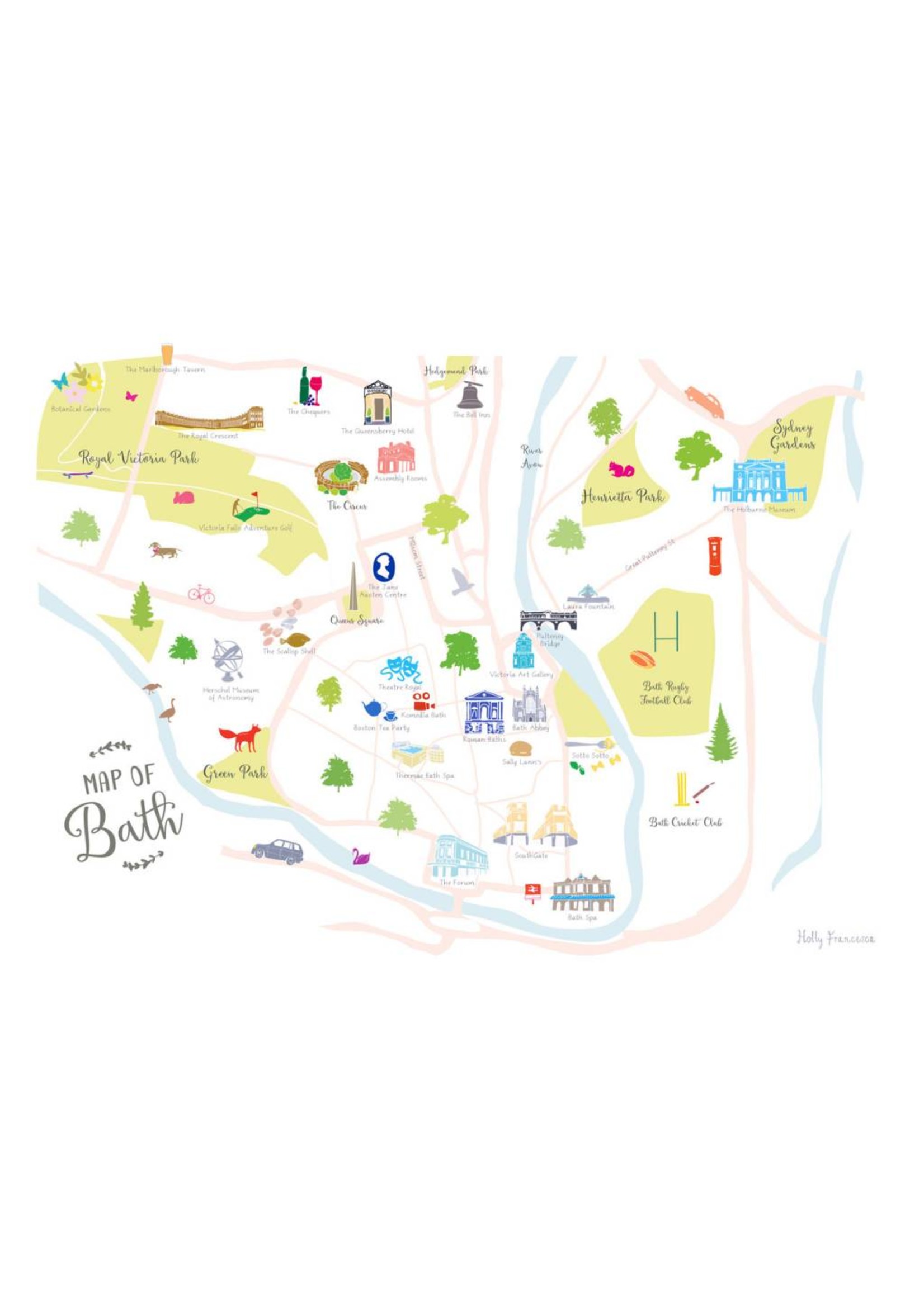 Holly Francesca Holly Francesca Map of Bath - A3