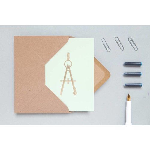 Ola Foil Blocked Cards: Compass Mint/Brass Ola Foil Blocked Cards: Compass Mint/Brass