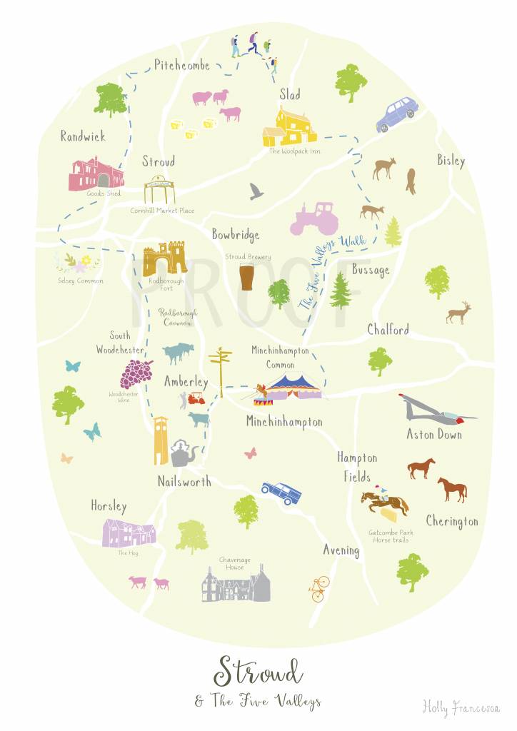 Map Of Stroud Area Holly Francesca Map Of Stroud & The 5 Valleys - A4 - Truce