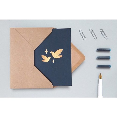 Ola Foil Blocked Cards: Two Doves Pack of 6 Ola Foil Blocked Cards: Two Doves Pack of 6