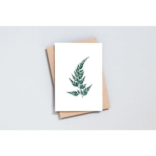 Ola Foil Blocked Card Botanical Collection - Wood Fern Print in Ivory/Green Ola Foil Blocked Card Botanical Collection - Wood Fern Print in Ivory/Green