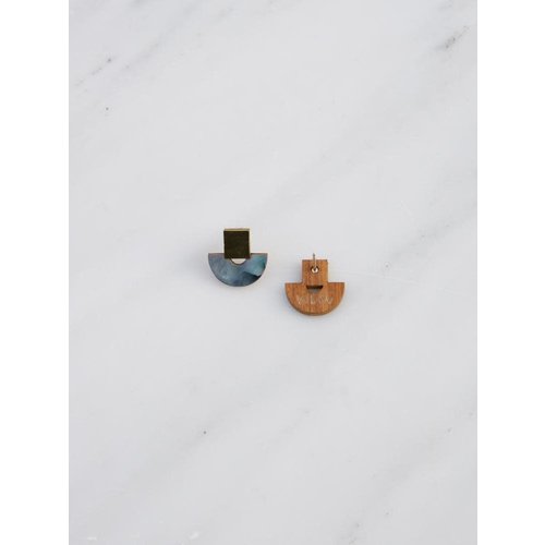 Wolf & Moon Mini Marina Studs in Blue Mother of Pearl Wolf & Moon Mini Marina Studs in Blue Mother of Pearl