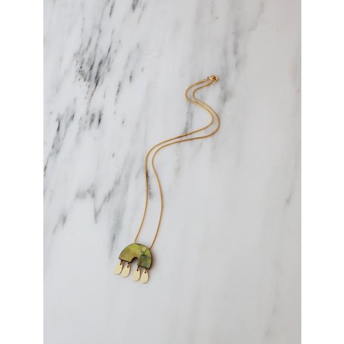 Wolf & Moon Alana Necklace in Olive Mother of Pearl Wolf & Moon Alana Necklace in Olive Mother of Pearl