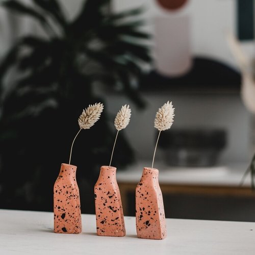 Badger & Birch Grass Stem Vase - white with black terrazzo Badger & Birch Grass Stem Vase - white with black terrazzo