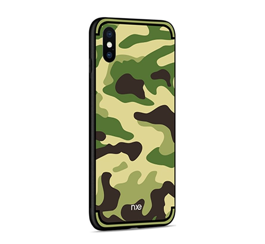 Apple Iphone Xs Max Hoesje Back Case Camouflage Stijl Groen