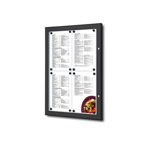 Menuvitrine onverlicht binnen/buiten 4xA4P  Menuvitrine onverlicht binnen/buiten 4xA4P
