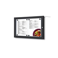 Menuvitrine zwart LED verlicht binnen/buiten 2xA4P