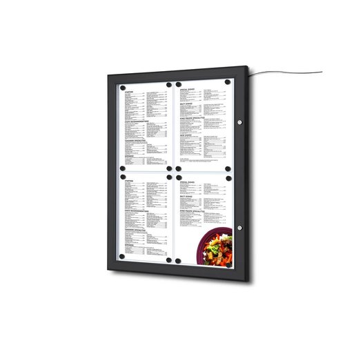 Menuvitrine LED verlicht buiten 4xA4P  Menuvitrine LED verlicht buiten 4xA4P
