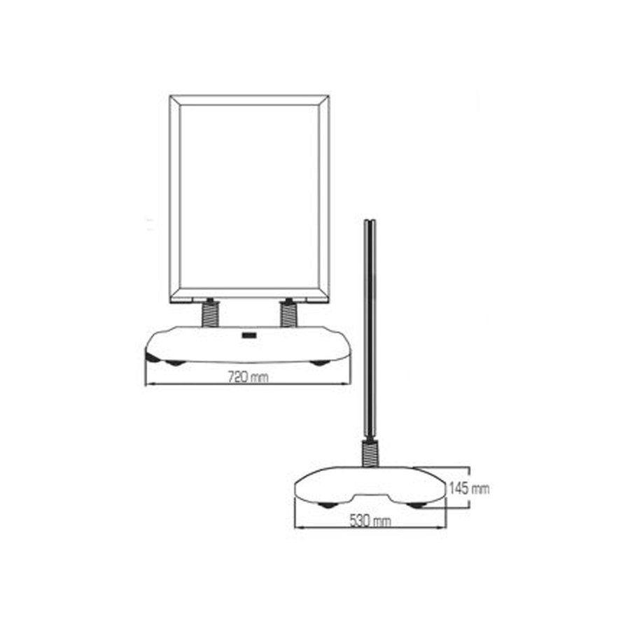 Stoepbord Windproof zwart met Waterbase A1, A0 en B1