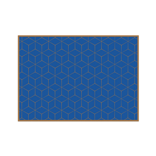 Placemat Hexagon Blauw-Bruin set 