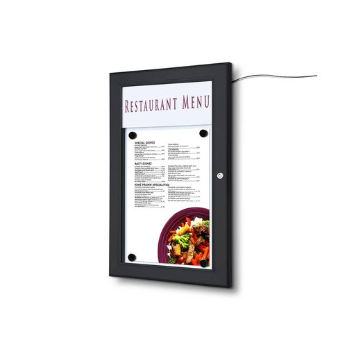 Menuvitrine A4 zwart LED verlicht  Menuvitrine A4 zwart LED verlicht