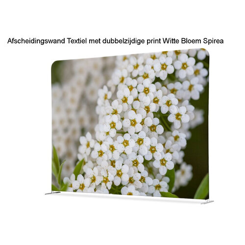 Afscheidingswand Textiel Witte Bloem Spirea  Afscheidingswand Textiel Witte Bloem Spirea