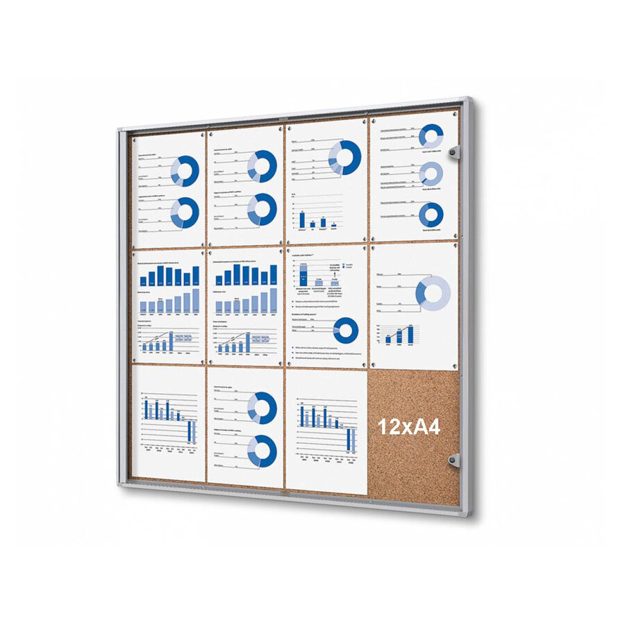 Memo vitrine met kurkbord binnen gebruik in diverse maten