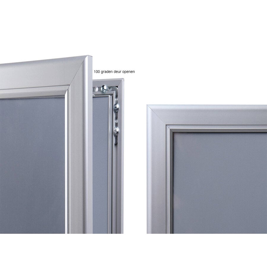 Postervitrine indoor alu afsluitbaar onverlicht | Maten A4, A3, A2, A1, A0, B2, en B1