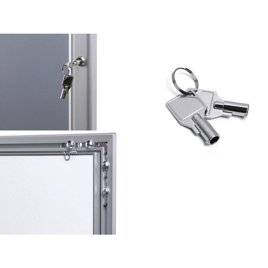 Postervitrine indoor alu afsluitbaar onverlicht | Maten A4, A3, A2, A1, A0, B2, en B1