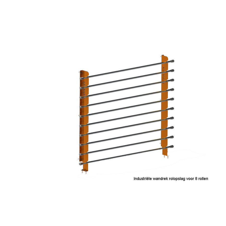 Industriële wandrek rolopslag voor 4 of 8 rollen