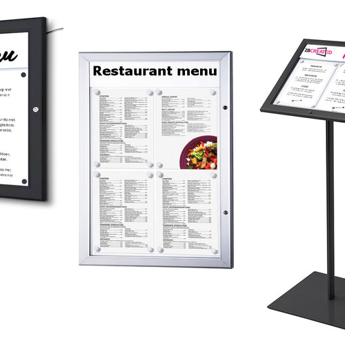 Menu vitrine kopen? Diverse maten, kleuren en uitvoeringen voor binnen en buiten