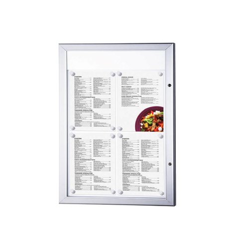 Menuvitrine 4xA4P LED verlicht binnen/buiten 