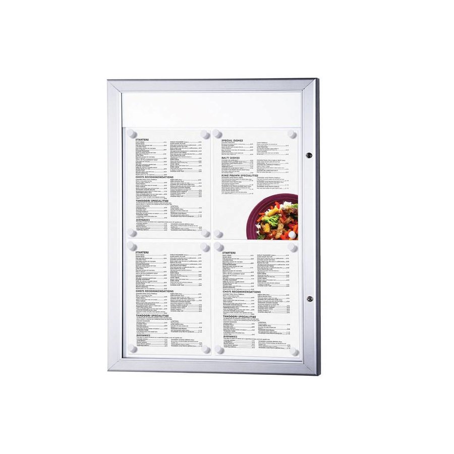 Menuvitrine 4xA4P LED verlicht binnen/buiten