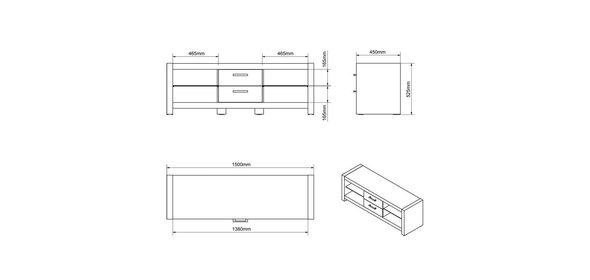 Andora TV meubel HG Zwart Hubertus Meble Andora TV meubel HG Zwart