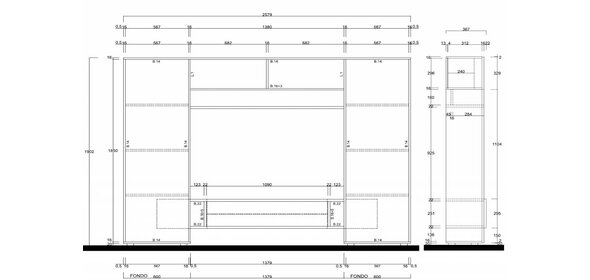 Incastro TV Wandmeubel Eiken Benvenuto Design Incastro TV Wandmeubel Eiken
