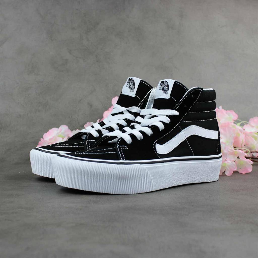 vans sk8 hi platform black and white