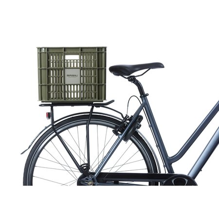 Basil Fietskrat Crate L 40L Moss Green voor MIK/Racktime