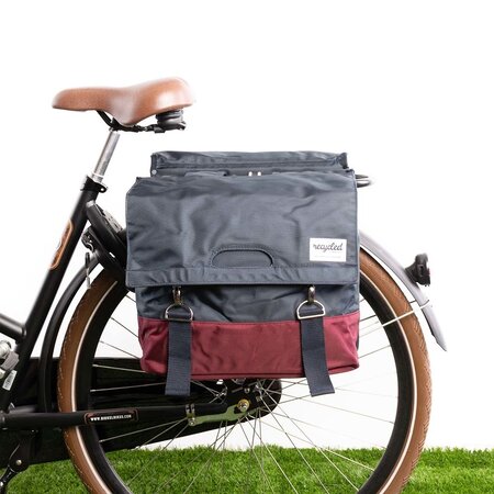 Urban Proof Dubbele fietstas 40L Recycled - Bordeauxrood/Grijs