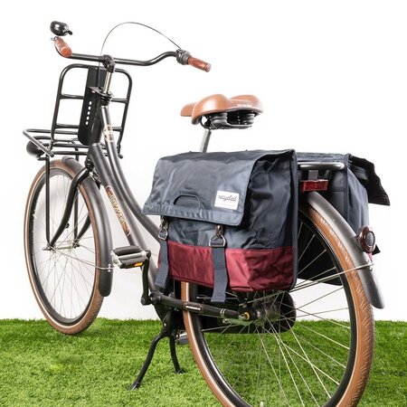 Urban Proof Dubbele fietstas 40L Recycled - Bordeauxrood/Grijs