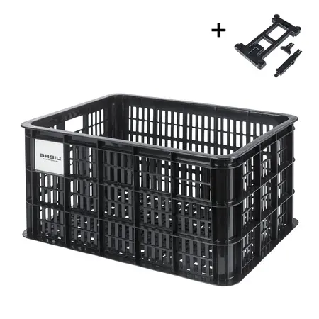 Basil Fietskrat Crate L 40L Black MIK 2.0 - Met MIK-adapterplaat