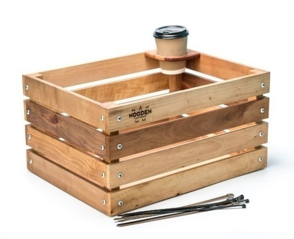 Charmes van een houten fietskrat