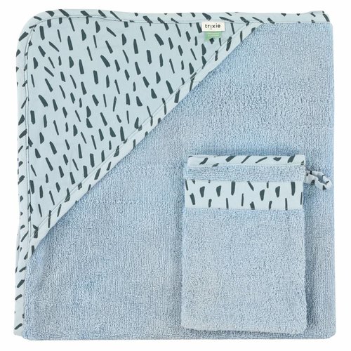 Trixie Trixie Badcape + washandje 90x90 cm Blue Meadow Trixie Trixie Badcape + washandje 90x90 cm Blue Meadow