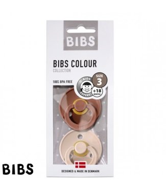 Bibs Bibs speen natuurlijk rubber set van twee maat 3 (+18 maanden)  Blush/ Woodchuck Rose