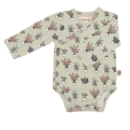 Onnolulu Overslag romper GOTS Jersey Katoen Plants Onnolulu Overslag romper GOTS Jersey Katoen Plants