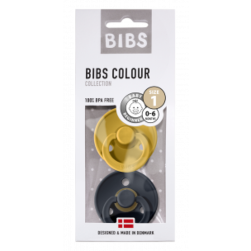Bibs Bibs speen natuurlijk rubber set van twee maat 1 (0-6 maanden) Mustard / Grey Bibs Bibs speen natuurlijk rubber set van twee maat 1 (0-6 maanden) Mustard / Grey