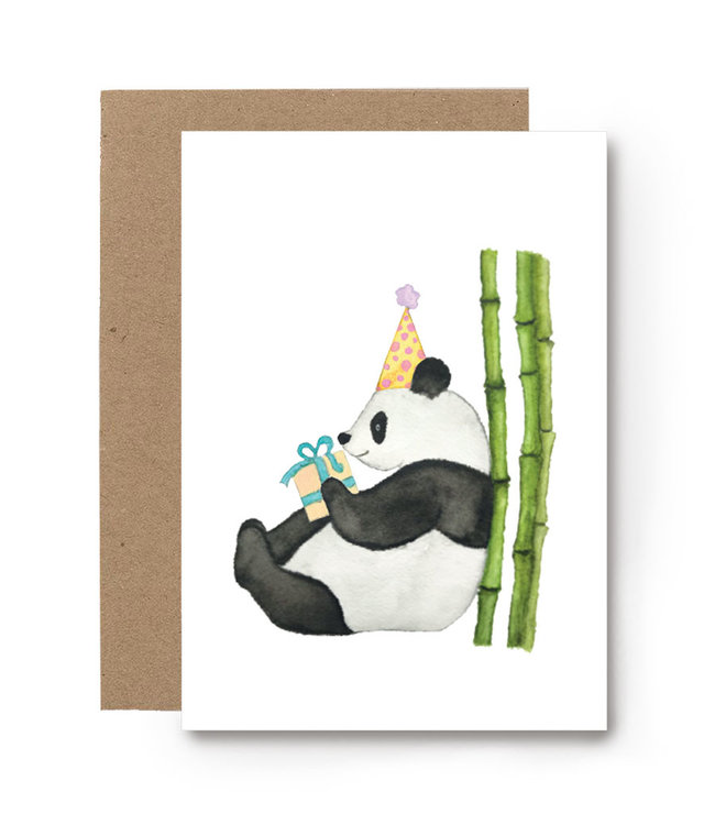 Loeloe Creation Kaart met Kraft Envelop Verjaardags Panda