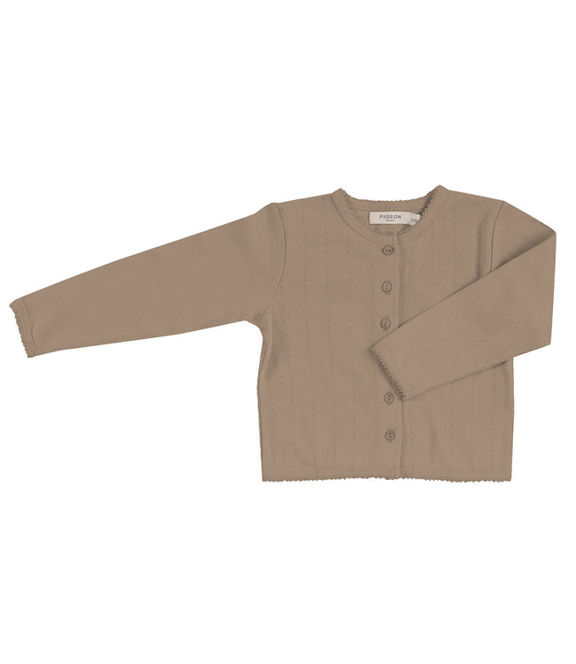 Pigeon Pointelle Cardigan GOTS Katoen Taupe