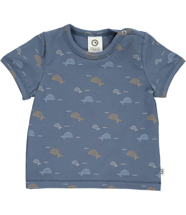 Muesli T-shirt Baby GOTS katoen Whale Indigo