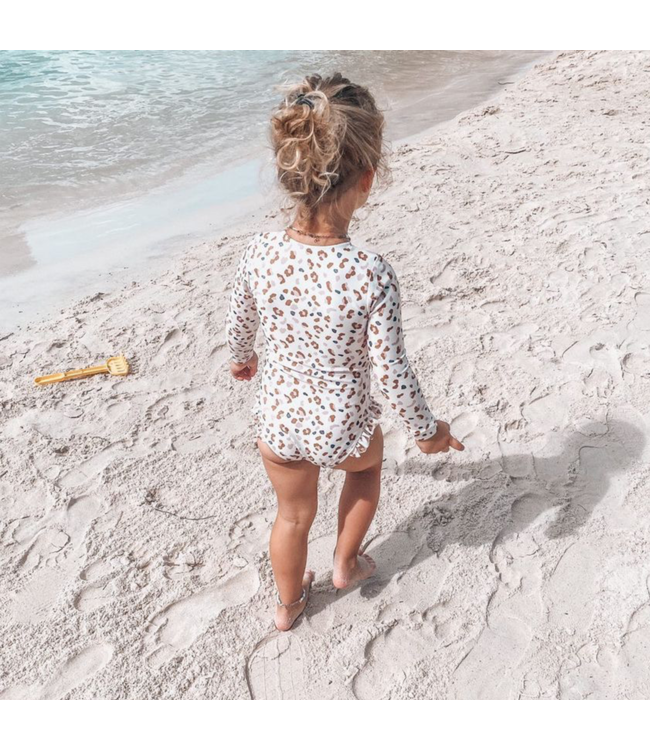 Swim Essentials Rashguard Meisjes Kaki Panterprint