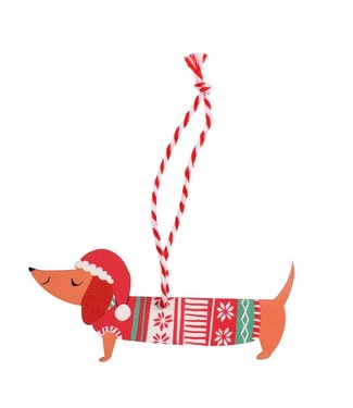 Kerst hanger hout Sausage Dog