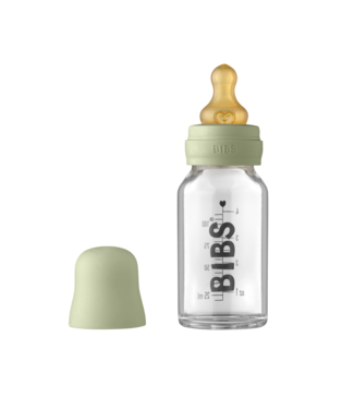 Bibs Fles GLAS 110 ml Sage - Natuurrubber Speen