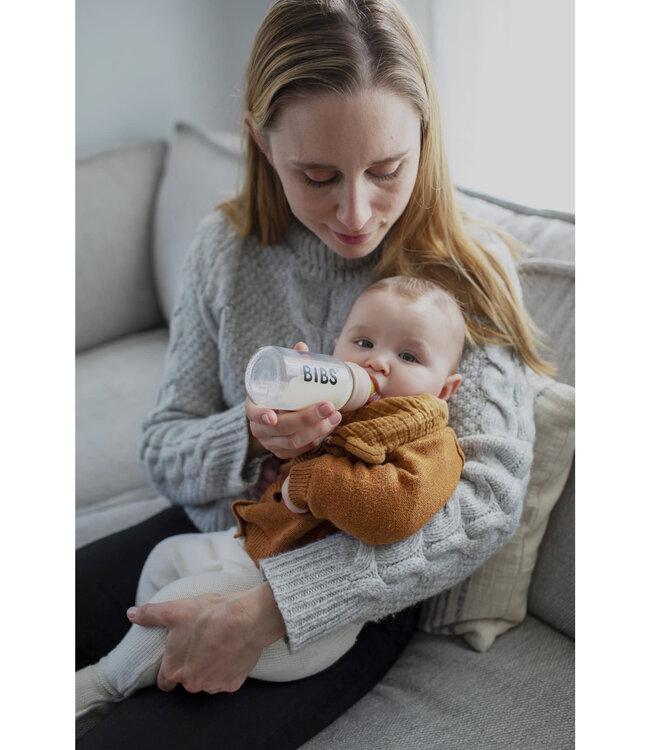Bibs Fles GLAS 110 ml Sage - Natuurrubber Speen