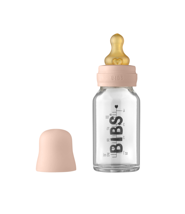 Bibs Fles GLAS 110 ml Blush - Natuurrubber Speen