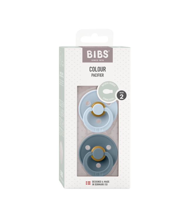 Bibs Symmetrical  (platte) speen - set van twee - maat 2 (vanaf 6 maanden) Baby Blue /  Petrol