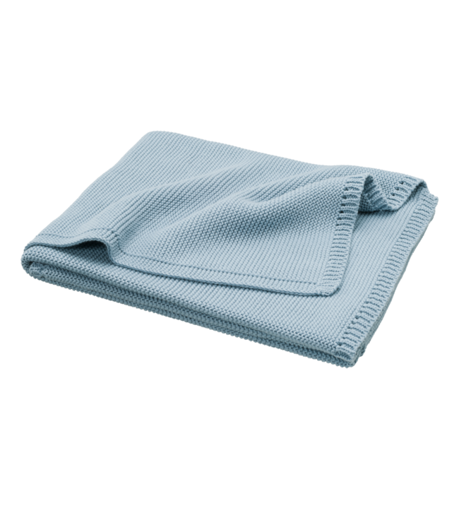 Fresk Fresk gebreide wiegdeken Bio katoen  80 x 100 cm effen Blue Fog