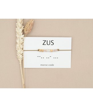 Morse code armband Zus - Beige / Rosé Goud Plated