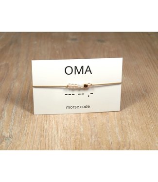 Morse code armband Oma - Beige, Rose Goud Plated